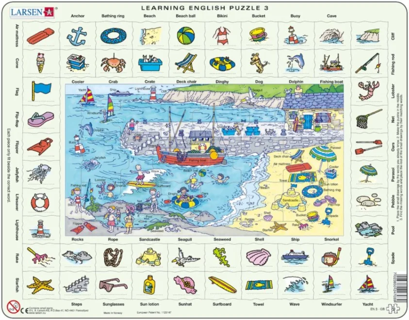 LARSEN Puzzle Angličtina 3: U moře 70 dílků