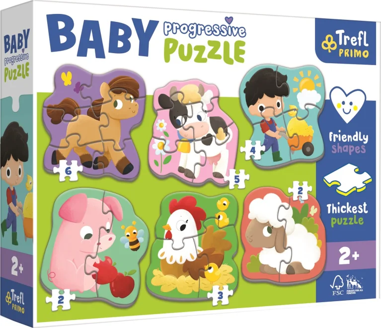 TREFL Baby puzzle Zvířátka z farmy 6v1 (2-6 dílků)