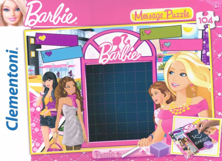 CLEMENTONI Puzzle tabulka Barbie: Zamilovaný vzkaz 104 dílků