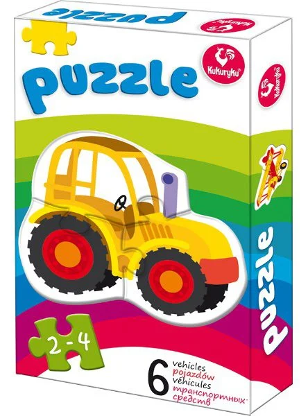 KUKURYKU Baby puzzle Dopravní prostředky 6v1 (2-4 dílky)