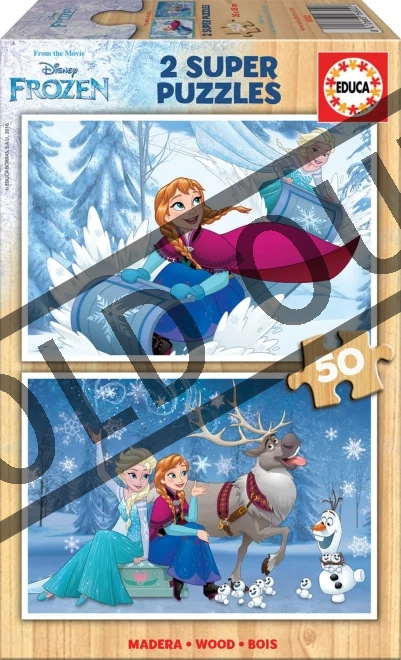 EDUCA Dřevěné puzzle Ledové království 2x50 dílků
