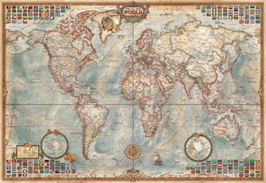 EDUCA Miniaturní puzzle Politická mapa světa 1000 dílků