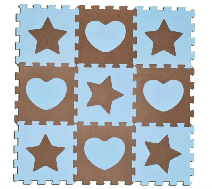 SUN TA TOYS Pěnové puzzle Hvězdy a srdce modré S4 (30x30)