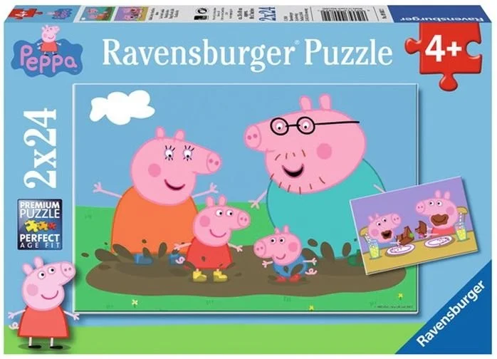 RAVENSBURGER Puzzle Prasátko Pepina: Šťastný rodinný život 2x24 dílků