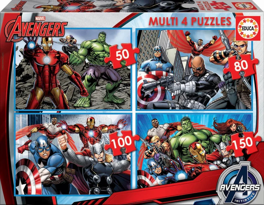 EDUCA Puzzle Avengers 4v1 (50,80,100,150 dílků)