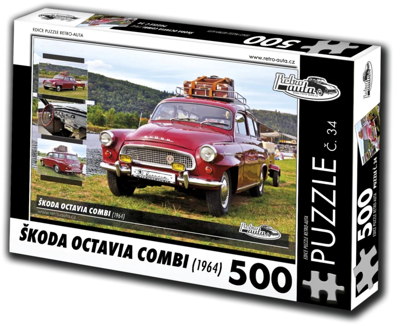 RETRO-AUTA Puzzle č. 34 Škoda Octavia Combi (1964) 500 dílků