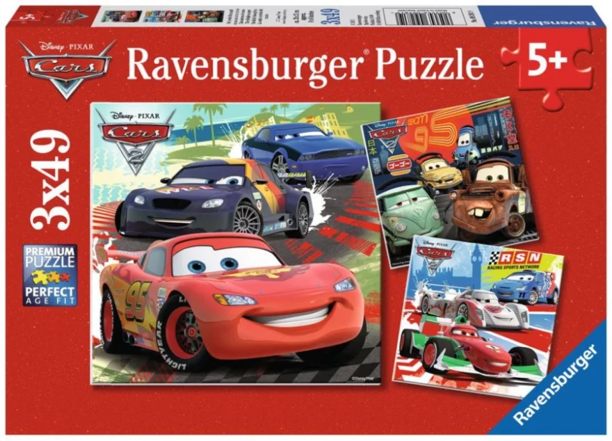 RAVENSBURGER Puzzle Auta: Zábavné závodění 3x49 dílků