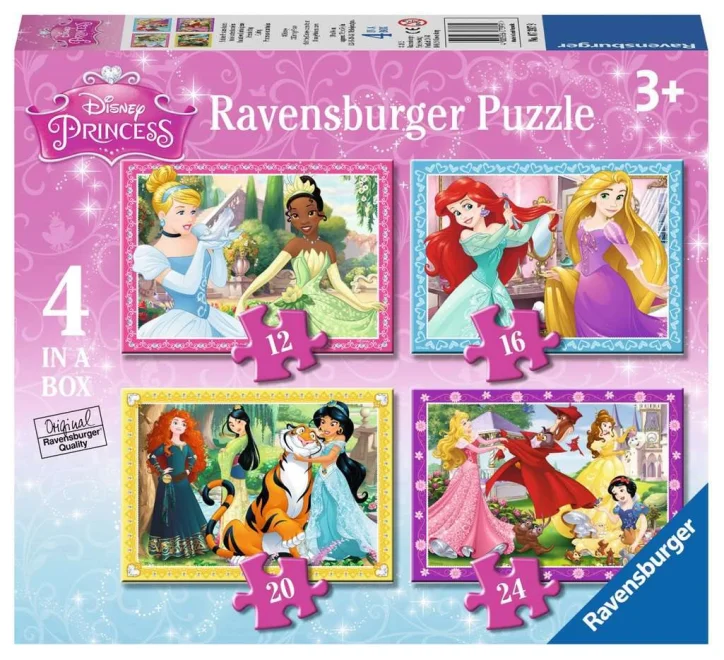 RAVENSBURGER Puzzle Disney Princezny: Láskyplná péče 4v1 (12,16,20,24 dílků)