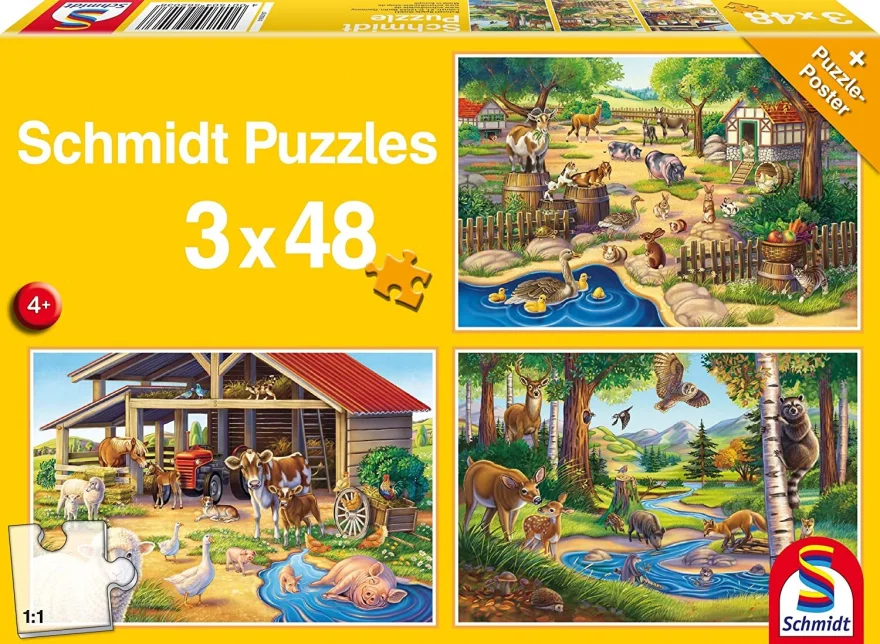 SCHMIDT Puzzle Má oblíbená zvířátka 3x48 dílků