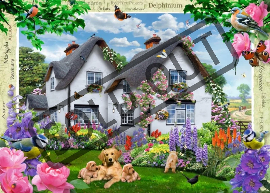 RAVENSBURGER Puzzle Domek se stračkou (Delphinium Cottage) 1000 dílků
