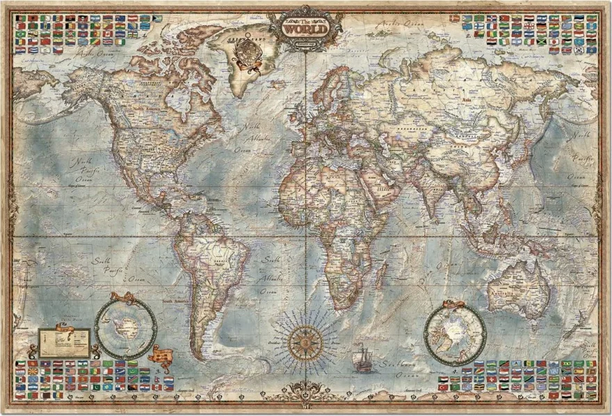 EDUCA poškozený obal: Puzzle Politická mapa světa 4000 dílků