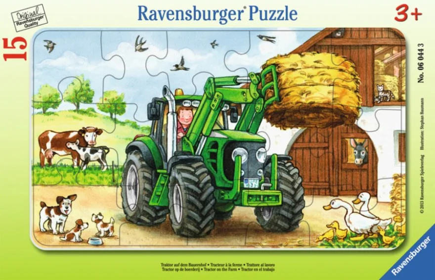 RAVENSBURGER Puzzle Traktor na statku 15 dílků
