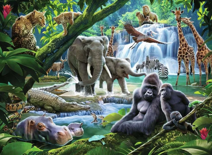 RAVENSBURGER Puzzle Zvířata z džungle XXL 100 dílků