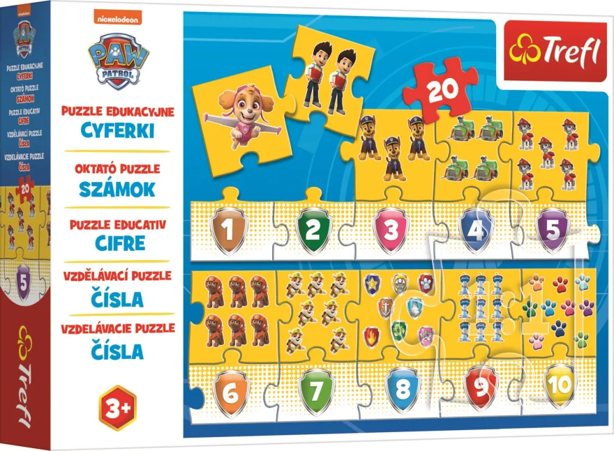 TREFL Vzdělávací puzzle Čísla Tlapková patrola 20 dílků