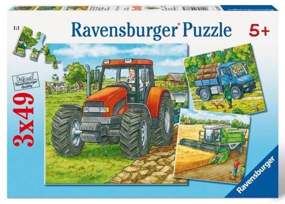 RAVENSBURGER Puzzle Zemědělské stroje 3x49 dílků