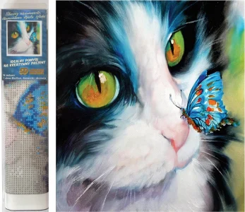 Diamantové malování Kotě s motýlem 30x40cm