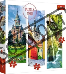 Sada puzzle: Vodopád Bigar, Vítězné náměstí, Segešvár, Rumunsko   3x300 dílků
