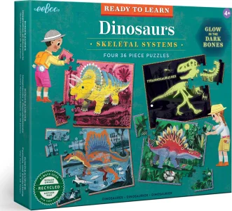 Svítící puzzle Dinosauři 4x36 dílků