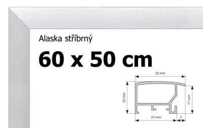Alaska hliníkový rám na puzzle 60x50cm - stříbrný