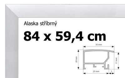 Alaska hliníkový rám na puzzle 84x59,4cm - stříbrný