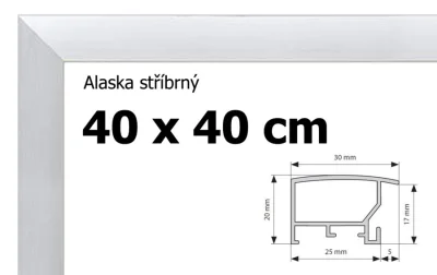 Alaska hliníkový rám 40x40cm - stříbrný