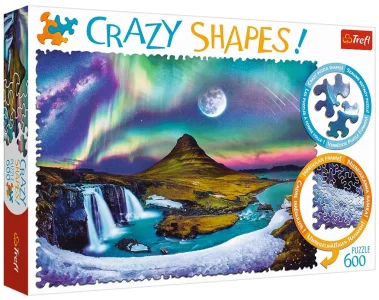 Crazy Shapes puzzle Polární záře nad Islandem 600 dílků