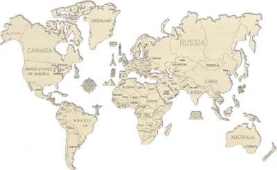 Dřevěná mapa světa velikost XL (120x80cm)