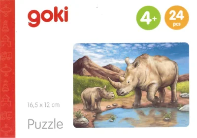 Dřevěné puzzle Africká zvířata: Nosorožci 24 dílků