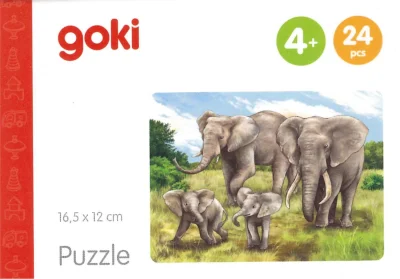 Dřevěné puzzle Africká zvířata: Sloni 24 dílků