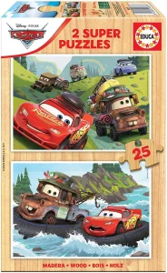 Dřevěné puzzle Auta 2x25 dílků