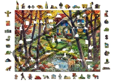 Dřevěné puzzle Chata v lese 2v1, 1010 dílků EKO