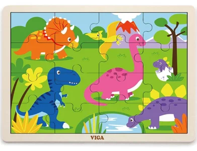 Dřevěné puzzle Dinosauři, 16 dílků
