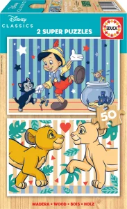 Dřevěné puzzle Disney klasika 2x50 dílků