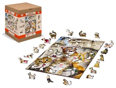 Dřevěné puzzle Koťata v Londýně 2v1, 300 dílků EKO