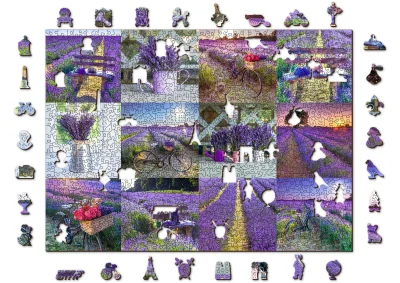 Dřevěné puzzle Levandulová Francie 2v1, 1010 dílků EKO