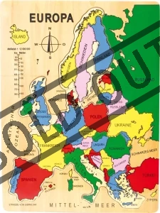 Dřevěné puzzle Mapa Evropy 14 dílků