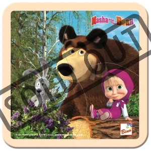 Dřevěné puzzle Máša a medvěd se zajícem, 4 dílky