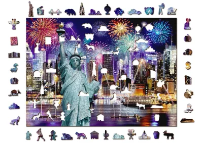 Dřevěné puzzle Noční New York 2v1, 1010 dílků EKO