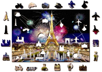 Dřevěné puzzle Noční Paříž 2v1, 505 dílků EKO
