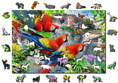 Dřevěné puzzle Ostrov papoušků 2v1, 505 dílků EKO