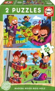 Dřevěné puzzle V zábavním parku 2x25 dílků