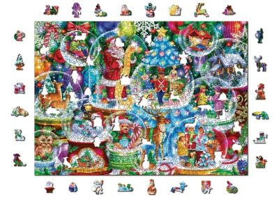 Dřevěné puzzle Vánoční sněžítka 2v1, 1010 dílků EKO