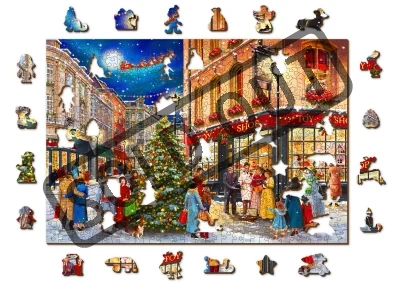 Dřevěné puzzle Vánoční ulice 2v1, 505 dílků EKO