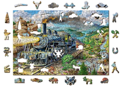 Dřevěné puzzle Železnice 2v1, 505 dílků EKO