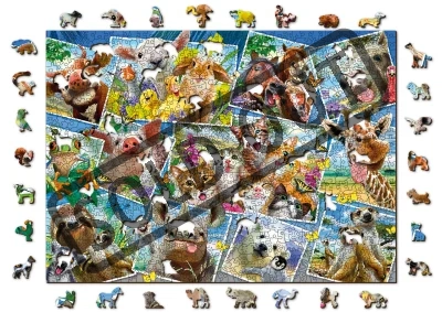 Dřevěné puzzle Zvířecí pohlednice 2v1, 1010 dílků EKO