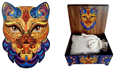 Dřevěné puzzle Orientální kočka XL 195 dílků v dárkové krabičce