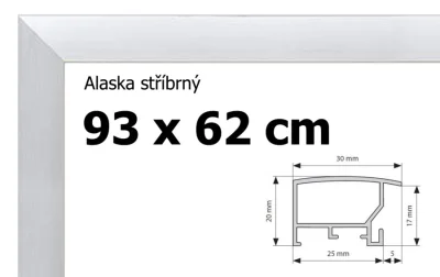 Alaska hliníkový rám na puzzle 93x62cm - stříbrný
