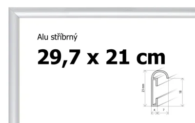 Hliníkový rám 29,7x21cm A4 - stříbrný