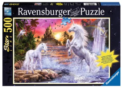 Svítící puzzle Jednorožci u řeky 500 dílků