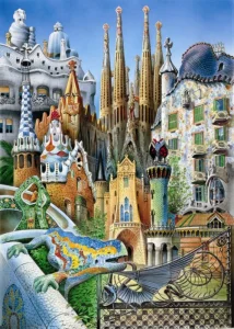 Miniaturní puzzle Koláž z díla A.Gaudí 1000 dílků